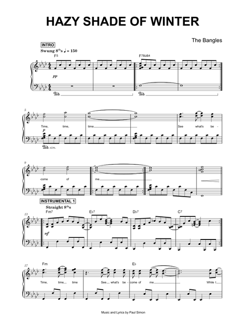 Hazy Shade of Winter - The Bangles (Piano)