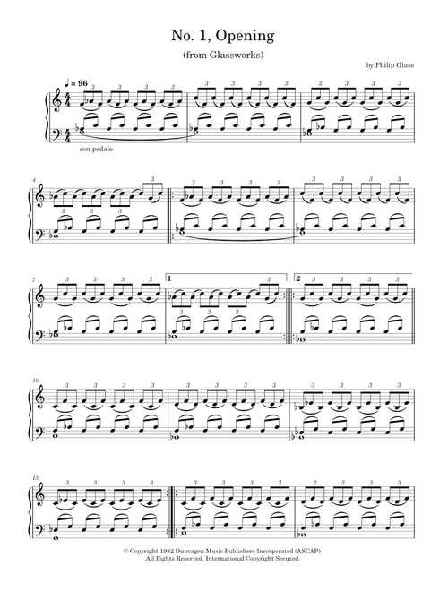 Opening (from Glassworks) - Philip Glass (Piano Solo)