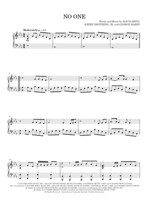 Play Official version of No one Sheet Music by Alicia Keys for Piano ...