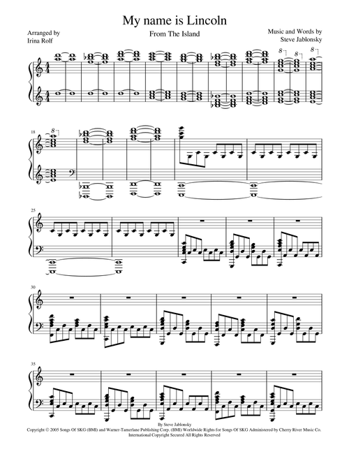 My Name Is Lincoln (Arr. Irina Rolf) - Ost (original Soundtrack) (Piano Solo)