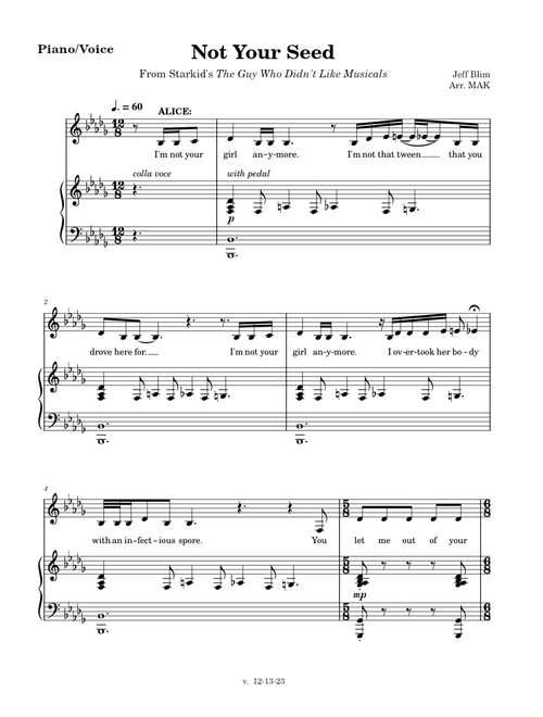 Not Your Seed (Piano/Voice)