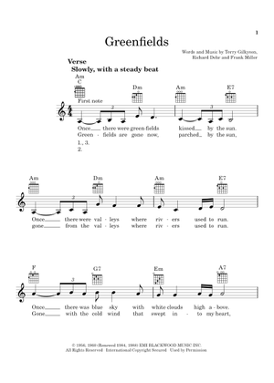 Play Official version of Greenfields Sheet Music by The Brothers Four ...