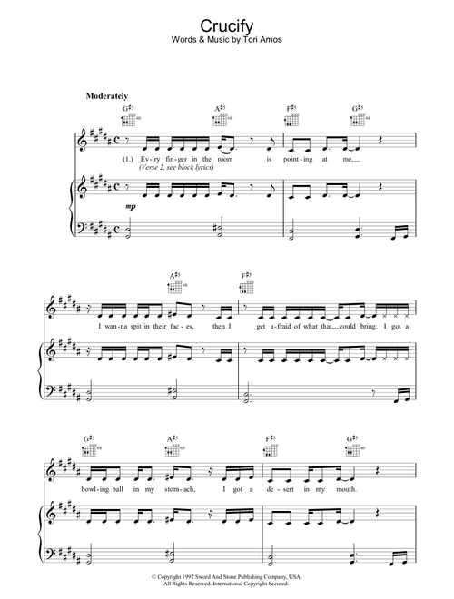 Crucify - Tori Amos (Piano-Vocal-Guitar (Piano Accompaniment))