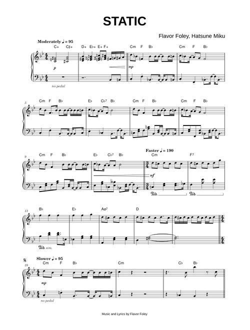 Static - Flavor Foley, Hatsune Miku (Piano)