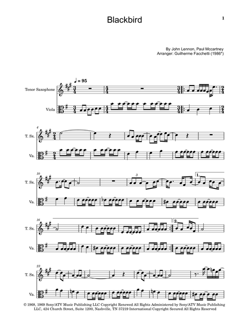 Blackbird (Arr. Guilherme Facchetti) - The Beatles (Instrumental Duet)
