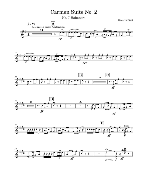Carmen Suite No.2 – Georges Bizet Carmen Suite No. 2: No. 7 Habanera Bb Clarinet 1.