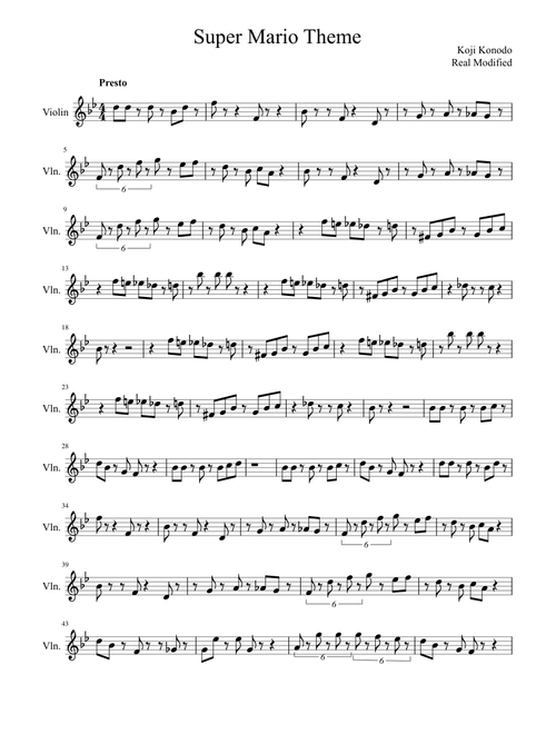 Super Mario Violin Part