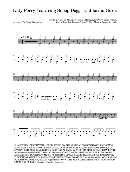 California Gurls (Arr. The Ninja) - Katy Perry Featuring Snoop Dogg (Drums)