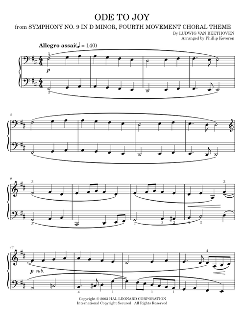 Ode To Joy - Ludwig van Beethoven (Easy Piano)