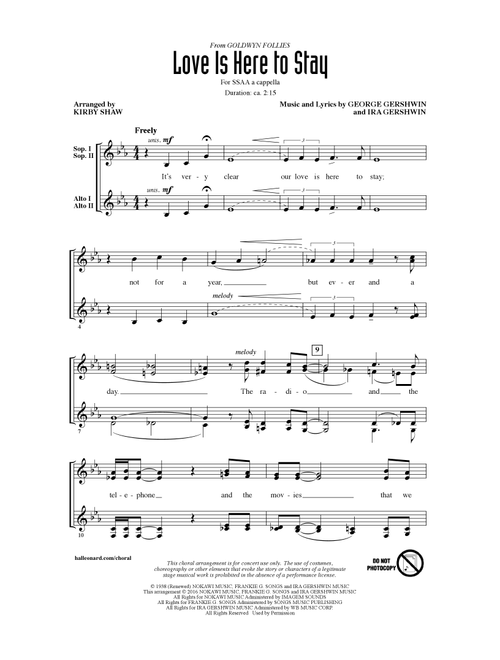 Love Is Here To Stay (arr. Kirby Shaw) - George Gershwin (Choral, SSAA)