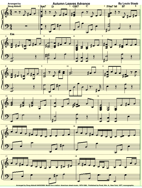 Autumn Leaves Advance (Arr. Doug Abbott) - Louis Staab (Piano-Vocal-Guitar (Piano Accompaniment))
