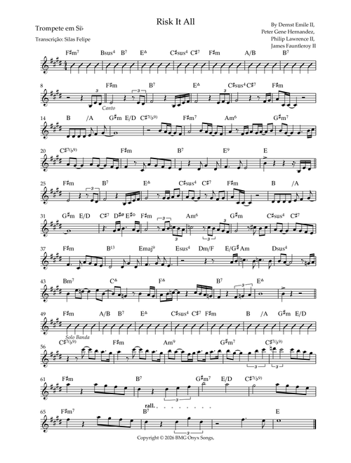 Risk It All (Arr. Silas Felipe) - Bruno Mars (Trumpet and Piano)