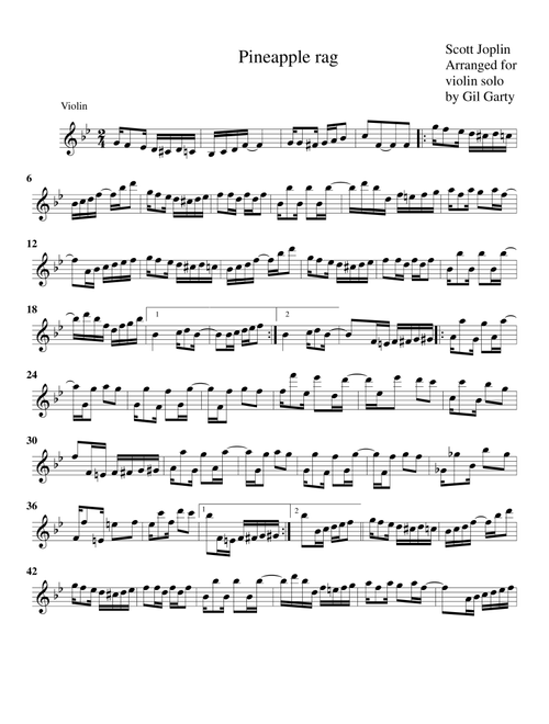 Pineapple rag (arrangement for violin solo) (Arr. Gil Garty) - Scott Joplin (Violin Solo)