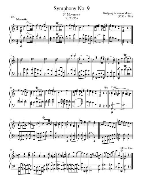 Symphony No.9, K.73/75a 3rd Movement – Wolfgang Amadeus Mozart