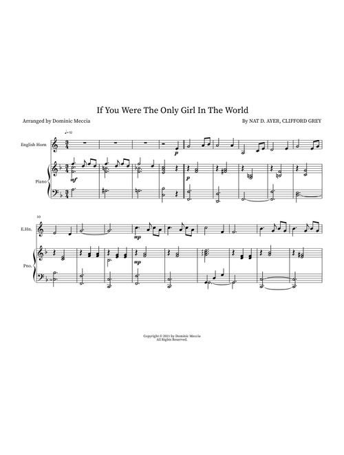 If You Were The Only Girl In The World (Arr. Dominic Meccia) - Clifford Grey (Instrumental Duet)