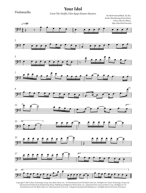 Your Idol (Arr. Wesley S. SIlva) - Saja Boys (Cello Solo)
