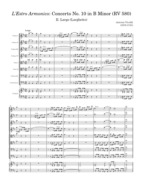 L'Estro Armonico: Concerto No. 10 in B Minor (RV 580): II. Largo (Larghetto)