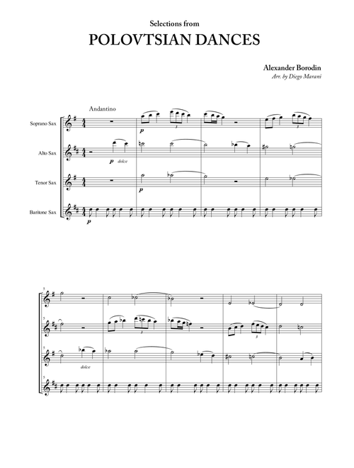 Polovtsian Dances for Saxophone Quartet (Arr. Diego Marani) - Alexander Borodin (Woodwind Ensemble)