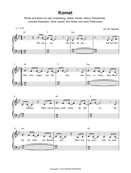 Komet (Arr. M.Habrom) - Udo Lindenberg X Apache 207 (Piano Solo)