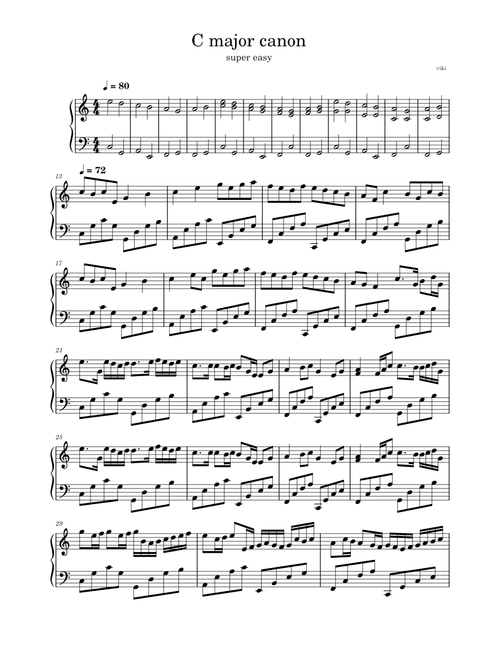 C major canon, super easy – Johann Pachelbel