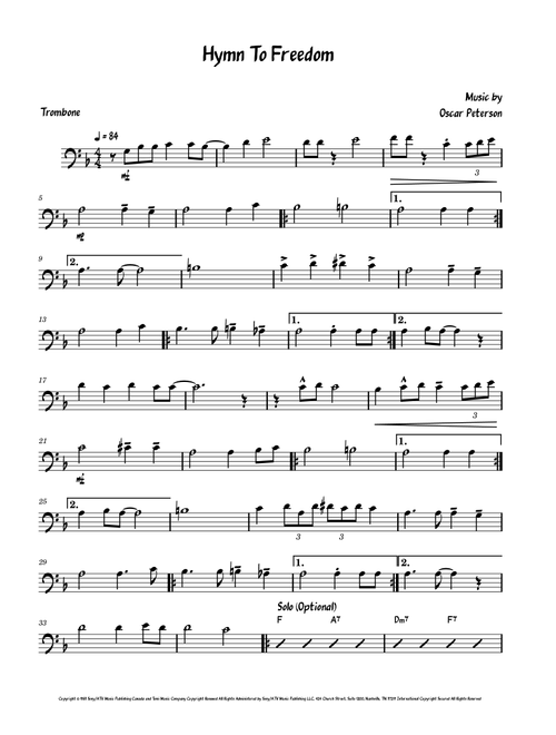 Hymn To Freedom (Arr. David Lartey) - Oscar Peterson (Trombone Solo)