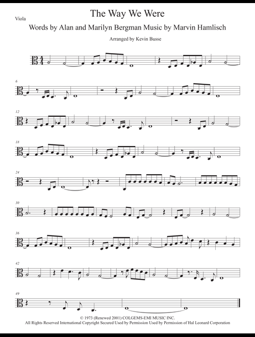 The Way We Were (Arr. Kevin Busse) - Barbra Streisand (Viola Solo)