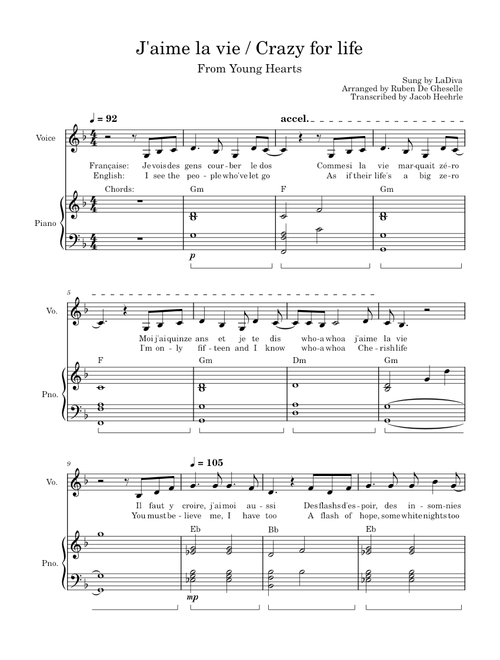 Young Hearts - Ruben De Gheselle - Anthony Schatteman sheet