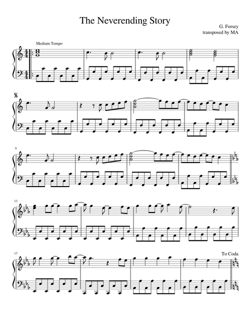 The Neverending Story sheet music arranged by Midnight Alice