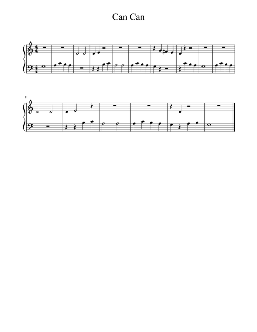 Can Can Sheet music for Piano (Solo) Easy | Musescore.com
