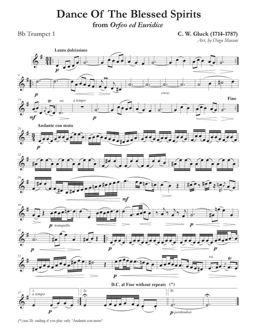 Dance of the Blessed Spirits for Brass Quartet (Arr. Diego Marani) - Christoph Willibald Gluck (Brass Ensemble)