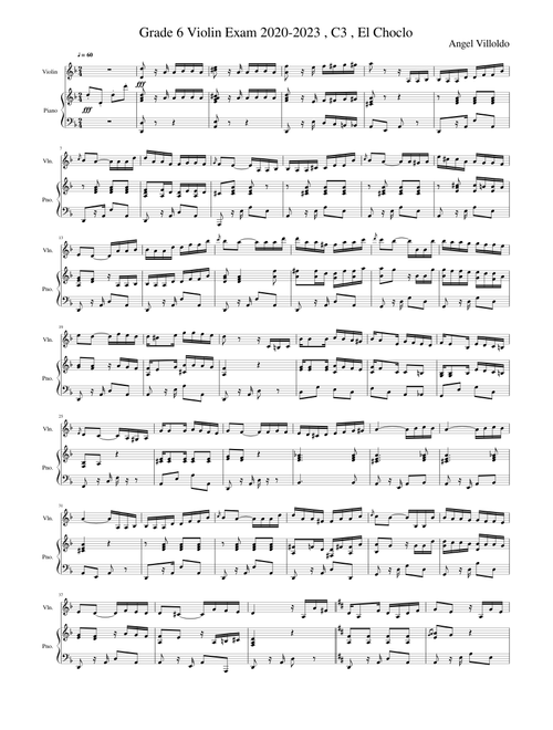 Grade 6 Violin Exam 2020-2023 , C3 , El Choclo