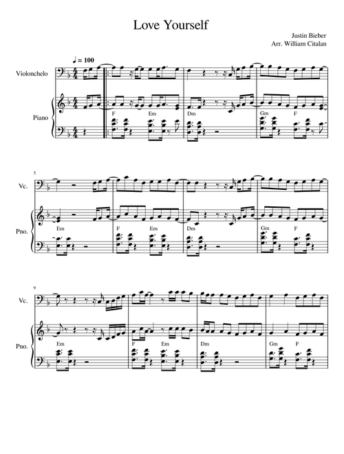Love yourself – Justin Bieber Love Yourself Justin Bieber Piano y Cello Duet