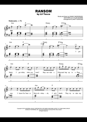 Ransom - Lil Tecca Sheet Music for Trombone, Tuba, Flute, Clarinet in b ...