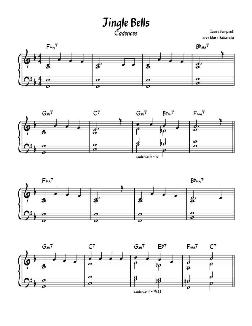 Jingle Bells – Cadences Sheet music for Piano (Solo) Easy | Musescore.com
