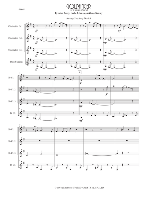 Goldfinger (Arr. Andy Derrick) - John Barry, Anthony Newley, Leslie Bricusse (Woodwind Ensemble)