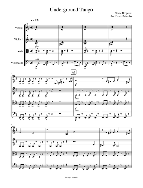 Underground Tango - Goran Bregovic (String Quartet)