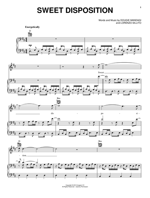 Sweet Disposition - The Temper Trap (Piano-Vocal-Guitar)