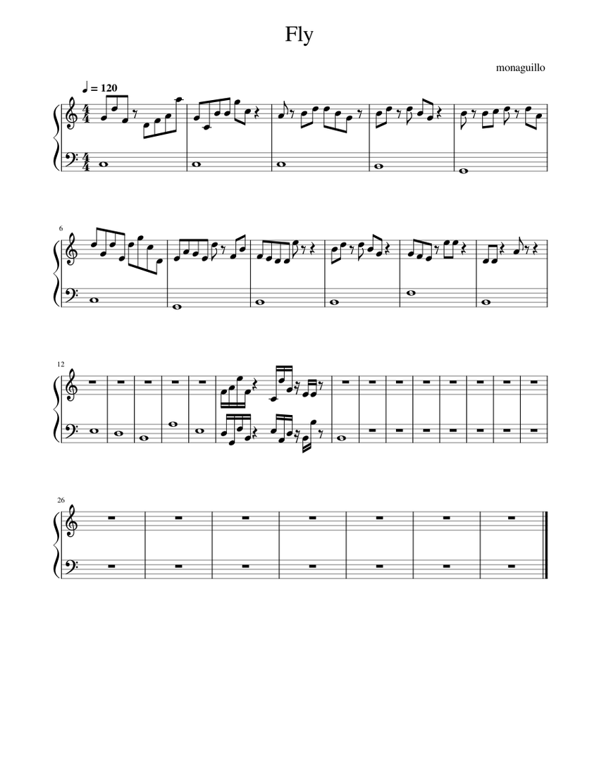 Fly Sheet music for Piano (Solo) | Musescore.com