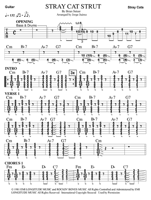 Stray Cat Strut (Arr. Jorge Juárez) - Stray Cats (Guitar Tab)