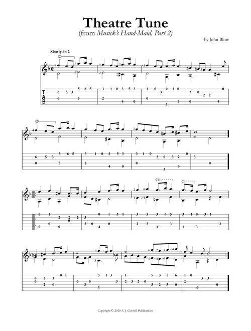 Theatre Tune (from Musick’s Hand-Maid, Part 2) (Arr. Mark Phillips) - John Blow (Guitar Tab)