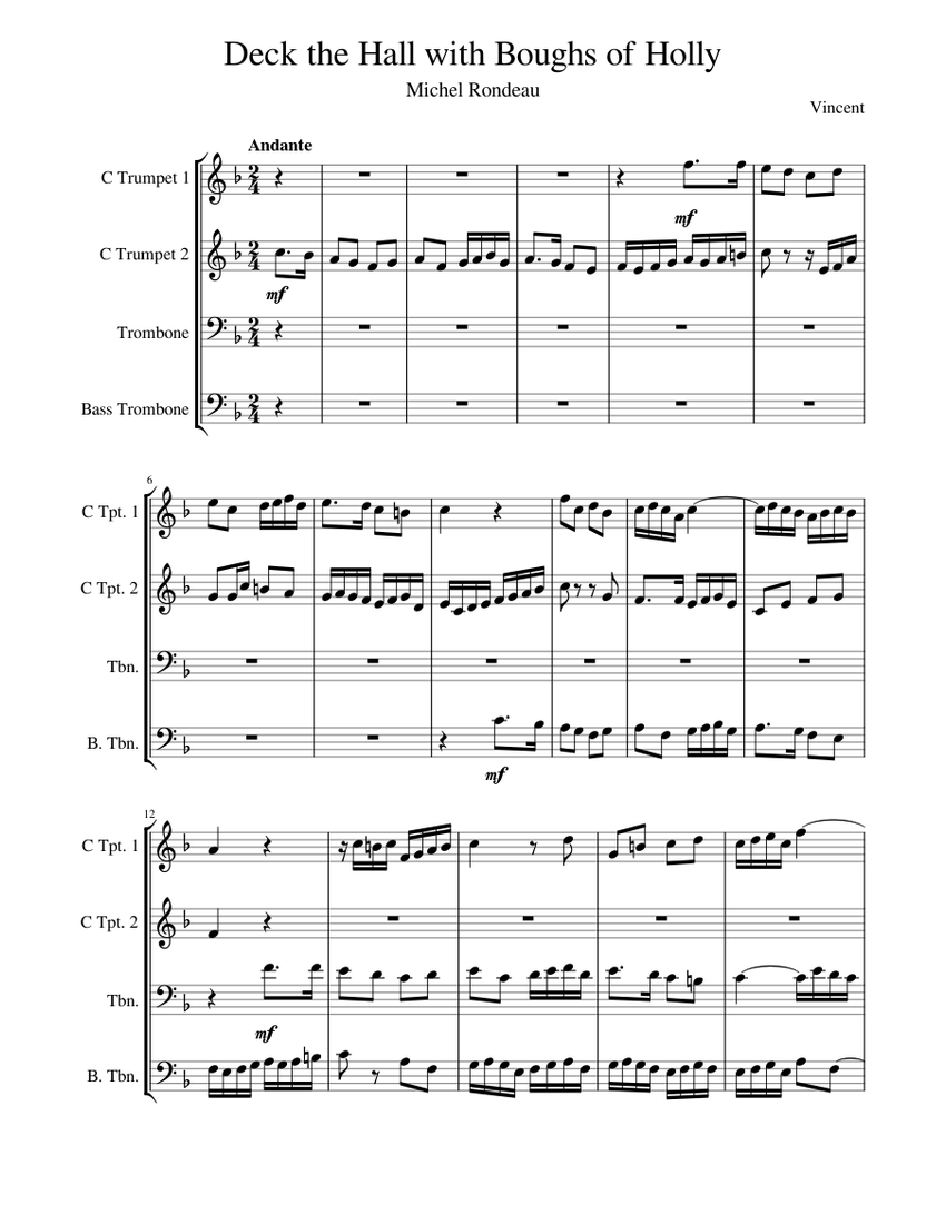 Michel Rondeau - Deck the Hall with Boughs of Holly Sheet music for ...