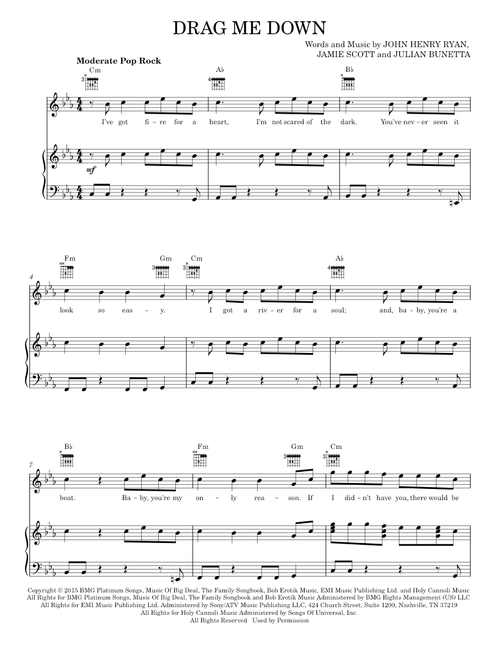 Drag me down - One Direction (Piano-Vocal-Guitar)