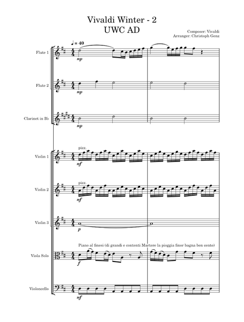 Vivaldi Winter: II. Largo, for Viola, in D major – Antonio Vivaldi