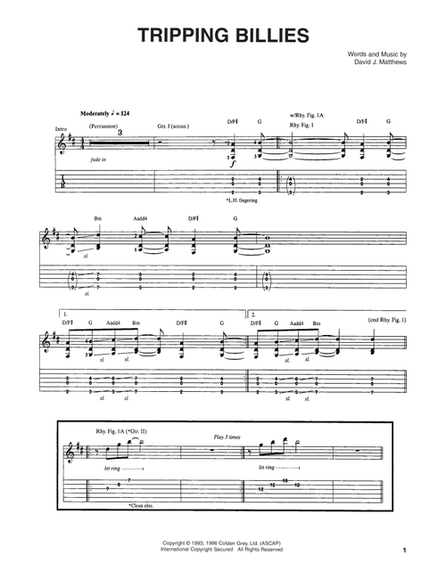 Tripping Billies - Dave Matthews Band (Guitar Tab)