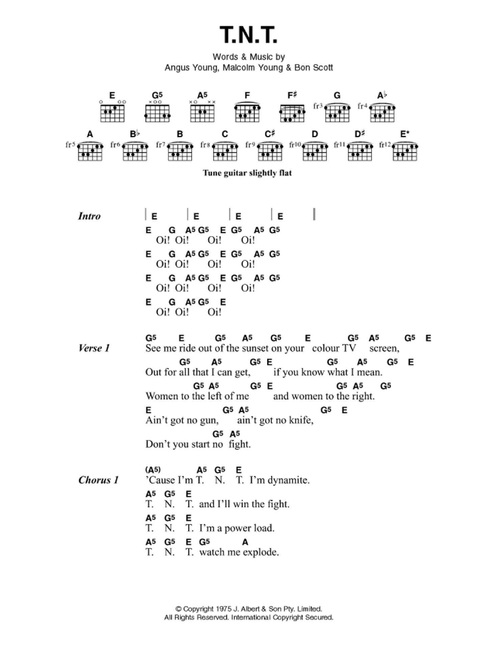 T.N.T. - AC/DC (Guitar Chords-Lyrics)
