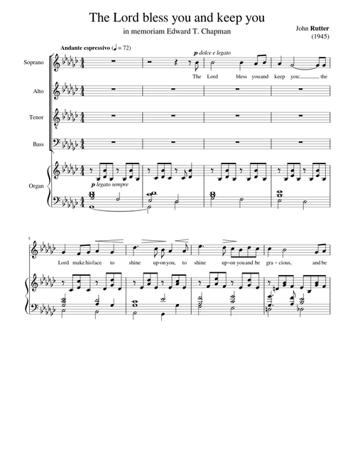 The Lord bless you and keep you – John Rutter