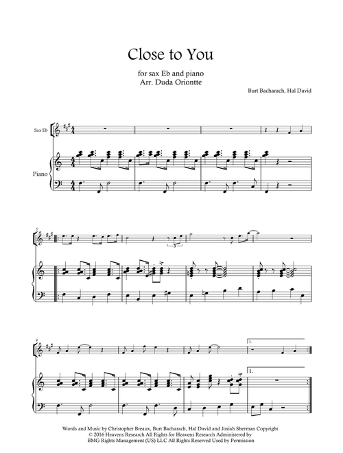 Close To You (Arr. Duda Oriontte) - Frank Ocean (Alto Sax and Piano)