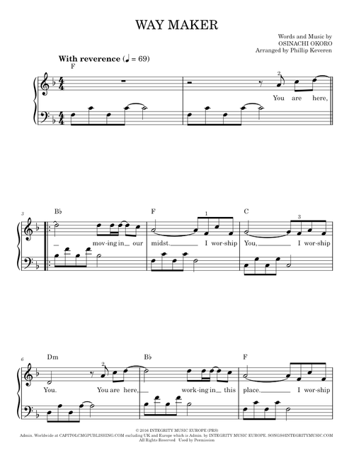 Way maker - Sinach (Easy Piano)