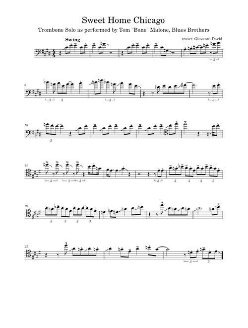 Trombone Solo "Sweet home chicago" – The Blues Brothers