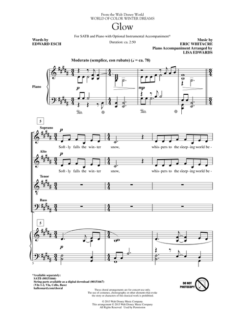 Glow - Eric Whitacre, Edward Esch (Choral, SATB)